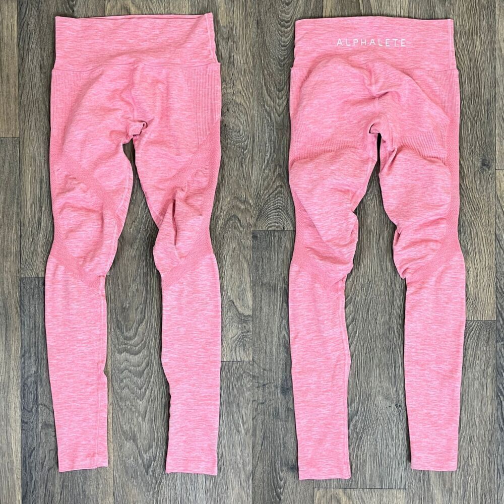 Alphalete Women's Size M Pink Rose Aero Leggings Contour Pull On Activewear Yoga